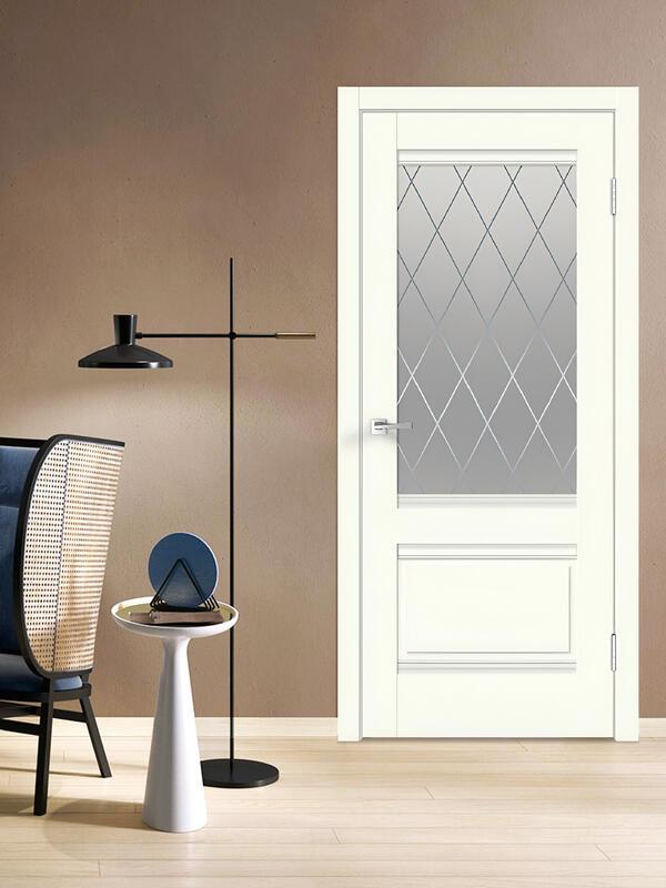 Межкомнатная дверь ALTO 2V цвет Молочный эмалит 