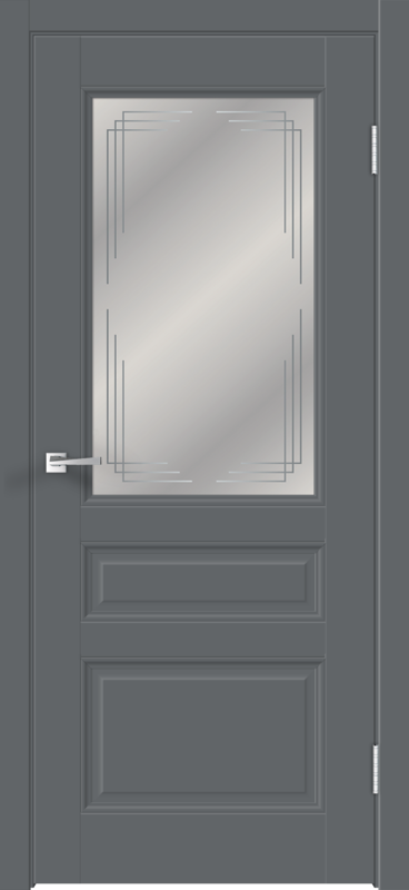 Межкомнатная дверь EMALUX VILLA со стеклом 3V без притвора Вулкан