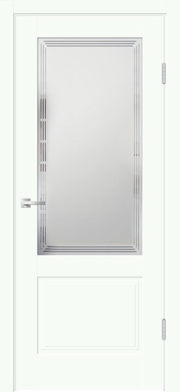 Межкомнатная дверь EMALUX ALTO 22 со стеклом 2V без притвора Белый опал