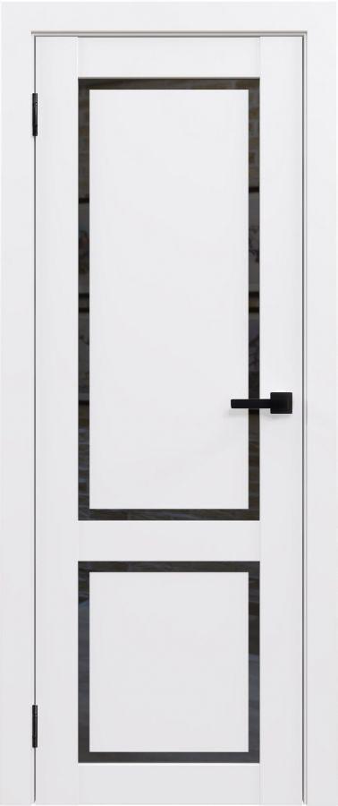 Межкомнатная дверь «ФЛЭШ ЭКО КЛАССИК» 02 Парящая филёнка / Чёрное стекло (Цвет — Белый)