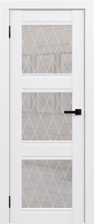 Межкомнатная дверь «ФЛЭШ ЭКО КЛАССИК» ПО-03 / Матовое стекло (Цвет — Белый)