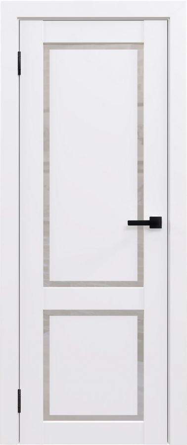 Межкомнатная дверь «ФЛЭШ ЭКО КЛАССИК» 02 Парящая филёнка / Матовое стекло (Цвет — Белый)
