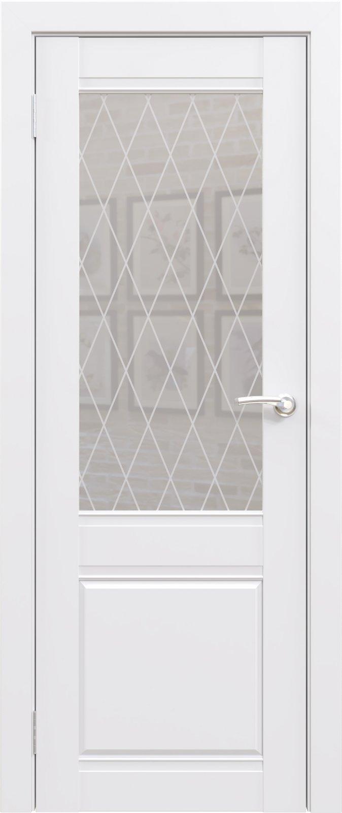 Межкомнатная дверь «ФЛЭШ ЭКО КЛАССИК» ПО-02 / Матовое стекло (Цвет — Белый)