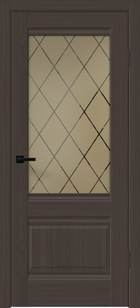 Межкомнатная дверь SOFTWOOD ALTO со стеклом 2V без притвора Орех американский шоколад
