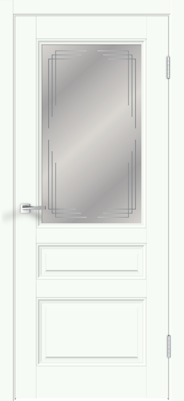 Межкомнатная дверь EMALUX VILLA со стеклом 3V без притвора Белый опал
