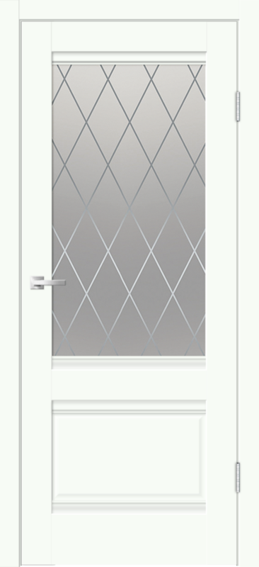 Межкомнатная дверь EMALUX ALTO со стеклом 2V без притвора Белый опал