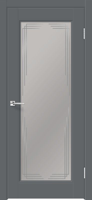 Межкомнатная дверь EMALUX VILLA со стеклом 4V без притвора Вулкан