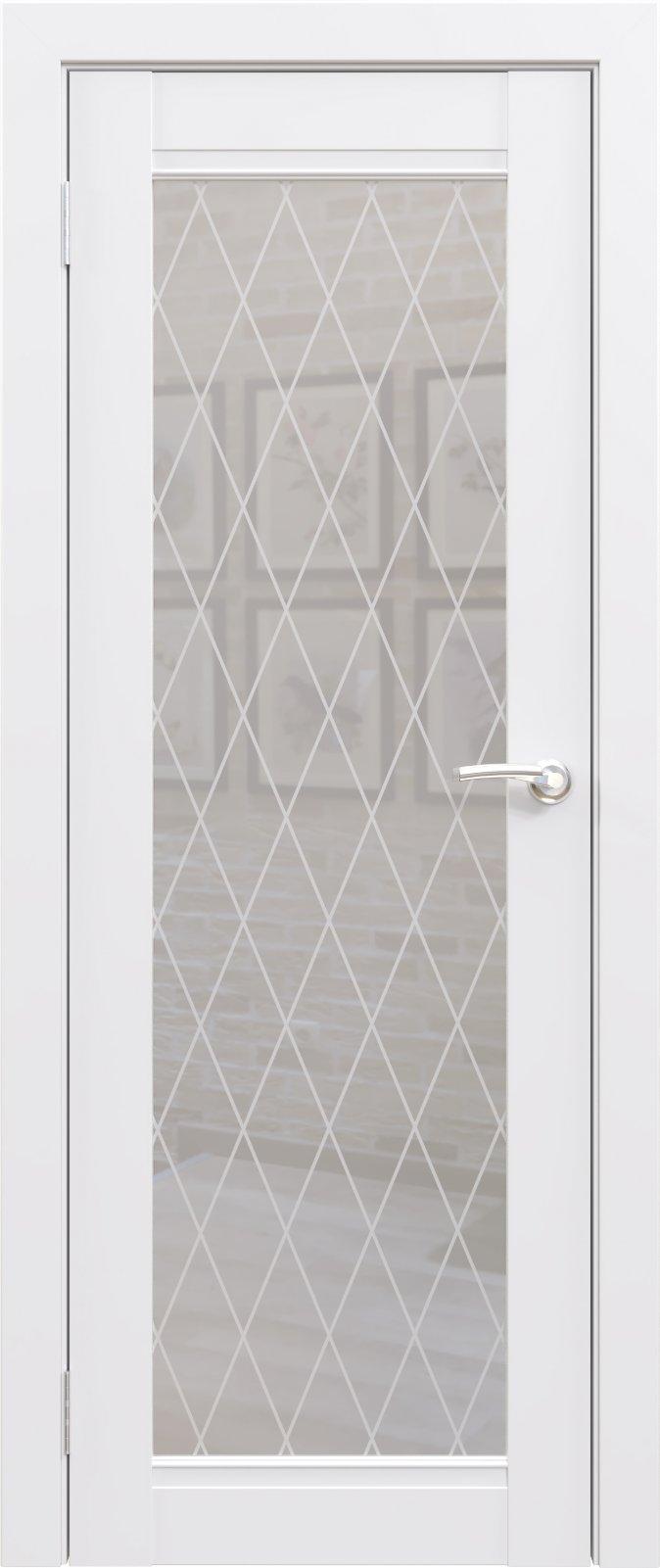 Межкомнатная дверь «ФЛЭШ ЭКО КЛАССИК» ПО-01 / Матовое стекло (Цвет — Белый)