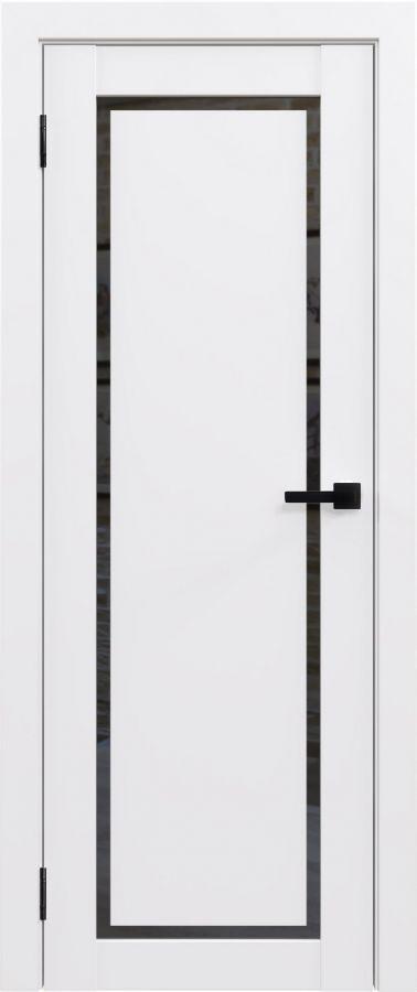 Межкомнатная дверь «ФЛЭШ ЭКО КЛАССИК» 01 Парящая филёнка / Чёрное стекло (Цвет — Белый)