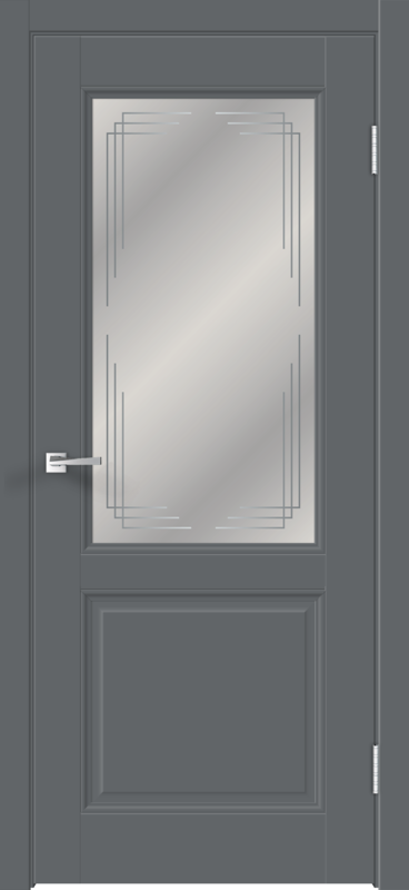 Межкомнатная дверь EMALUX VILLA со стеклом 2V без притвора Вулкан