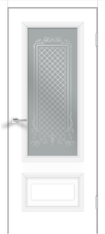 Межкомнатная дверь эмаль LEDO 1 со стеклом 2V без притвора Белый