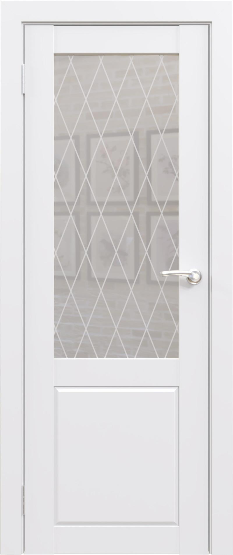 Межкомнатная дверь «ФЛЭШ ЭКО КЛАССИК» ПО-02 / Матовое стекло (Цвет — Белый)