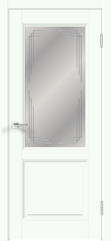 Межкомнатная дверь EMALUX VILLA со стеклом 2V без притвора Белый опал