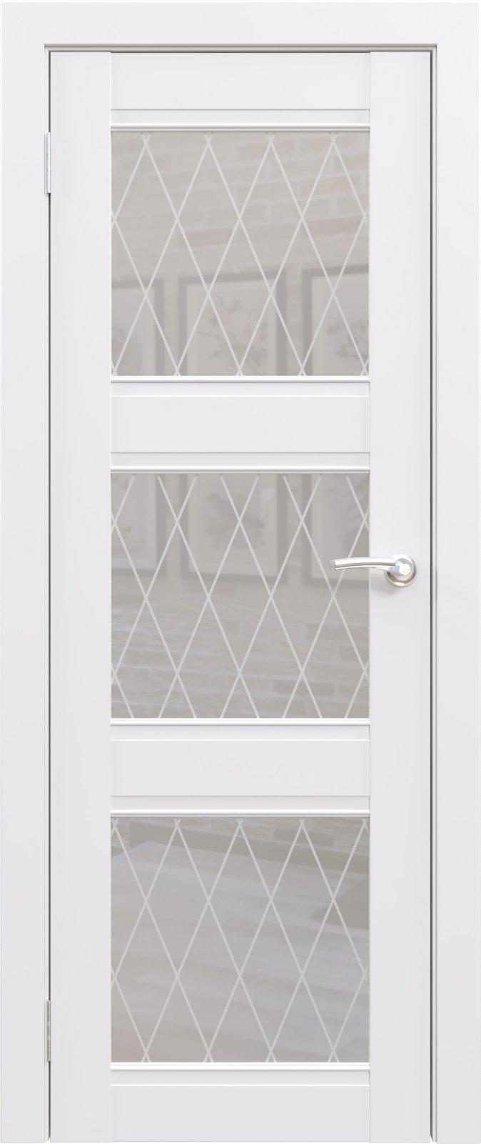 Межкомнатная дверь «ФЛЭШ ЭКО КЛАССИК» ПО-03 / Матовое стекло (Цвет — Белый)