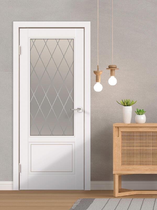 Межкомнатная дверь эмаль SCANDI со стеклом 2V без притвора Белый